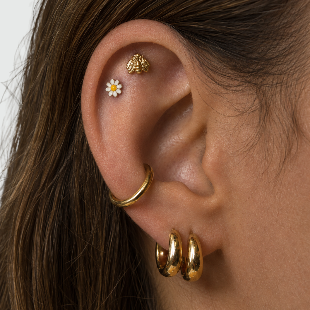 labret kwiatek kompozycja piercing planet