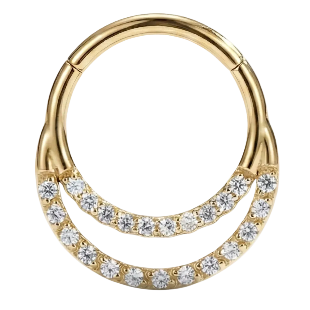 Clicker segmentato in titanio con zirconi cubici - Doppio bordo - Pianeta penetrante