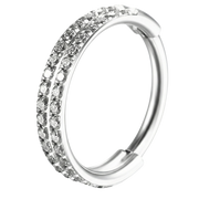 Titanium Segmented Clicker Double Arch With Cubic Zirconias - Circle - Piercing Planet