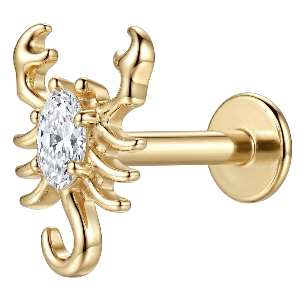 Labret decorativo de titanio - Escorpión con circonita cúbica