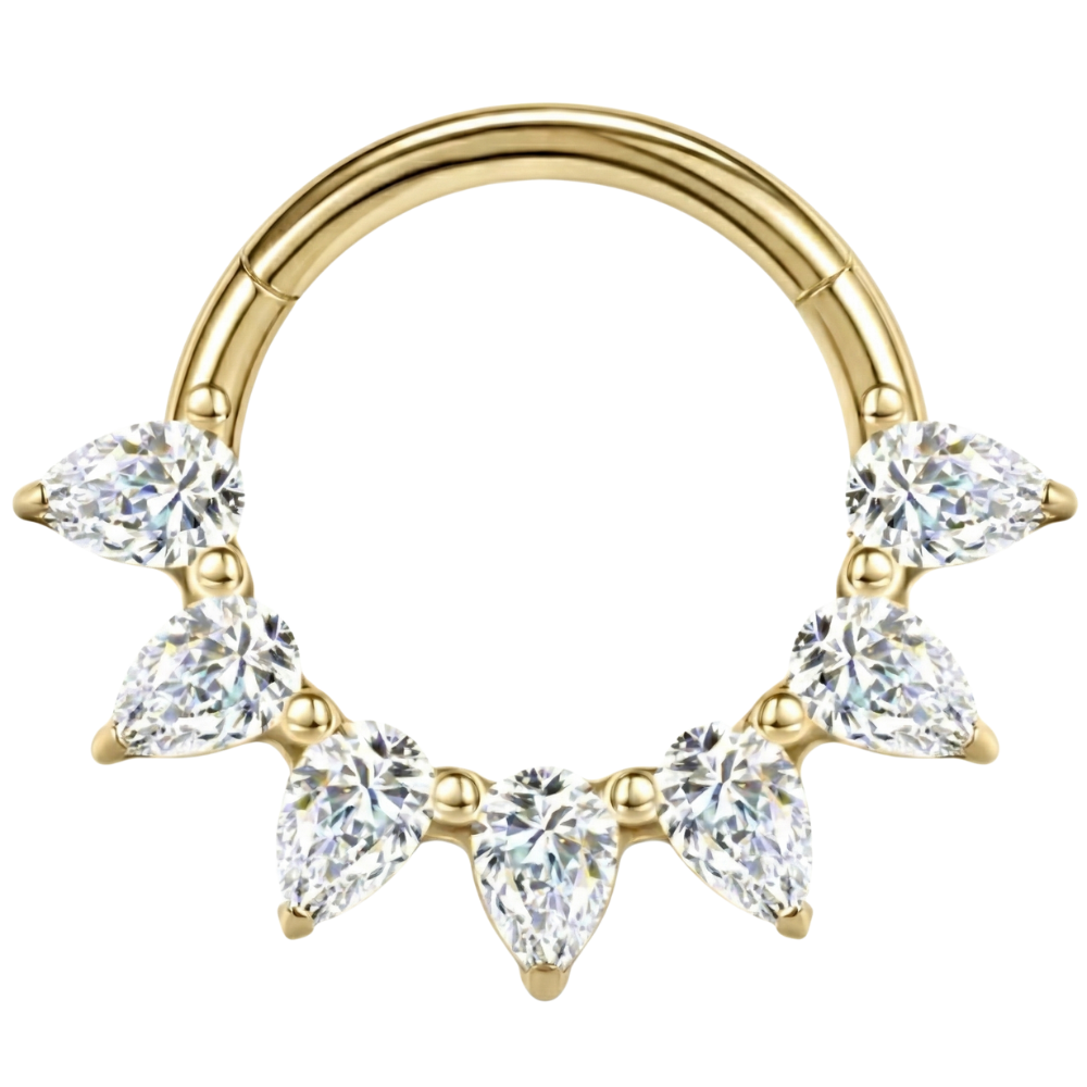 Tytanowy Clicker Segmentowy Z Cyrkoniami, 7 Diamencików - Kółko - Piercing Planet