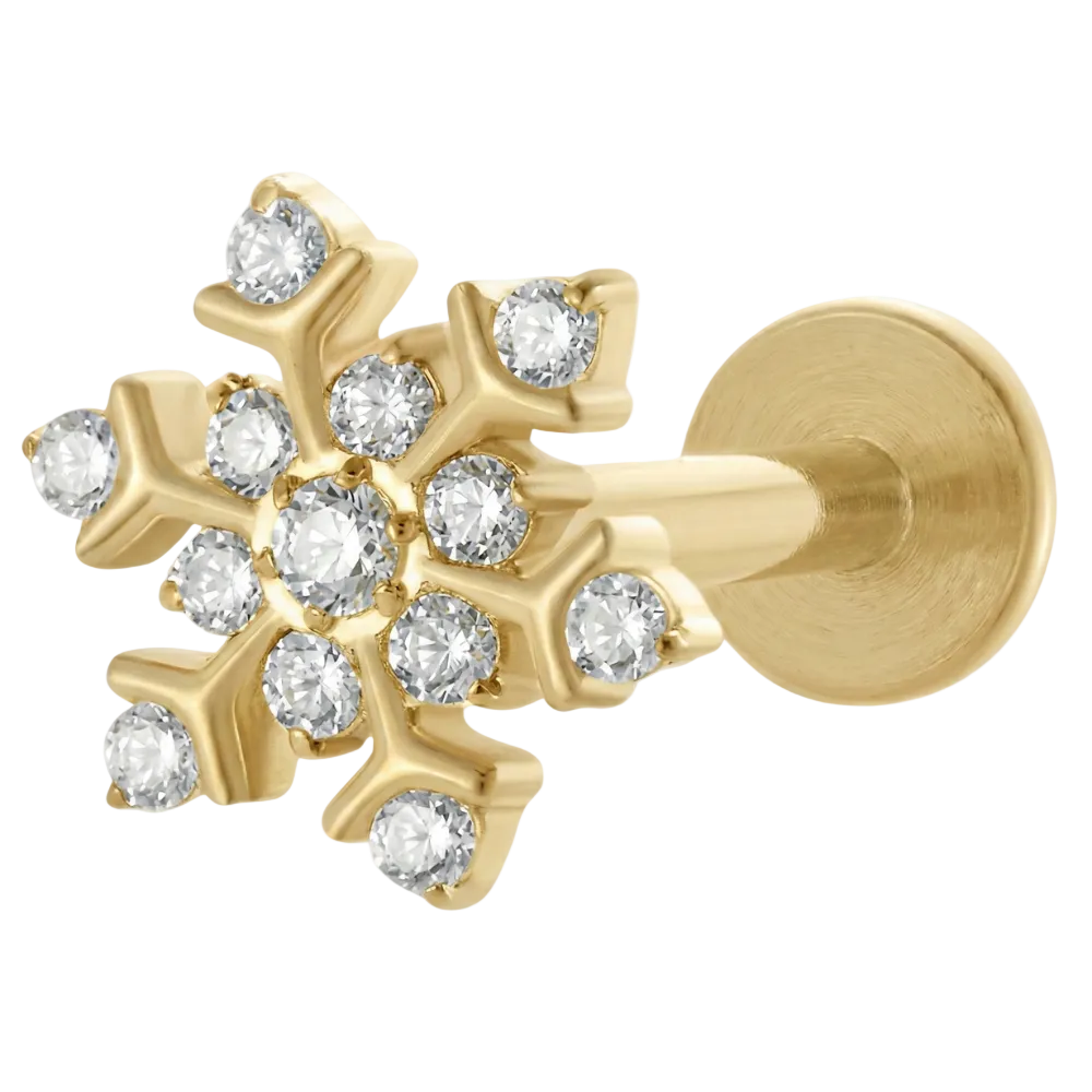 Titanium Decorative Labret - Snowflake with Cubic Zirconia