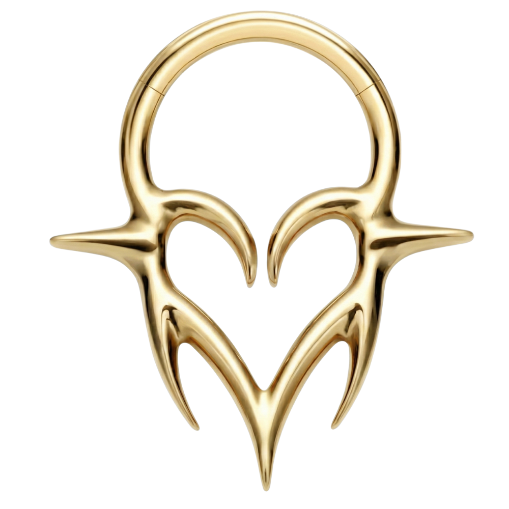 Titanium Segmented Clicker - Heart with Spikes