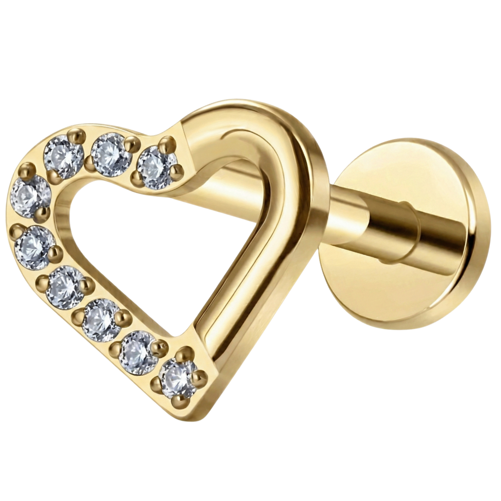 Titanium Decorative Labret - Heart with Cubic Zirconia