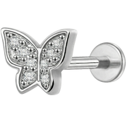 Titanium Decorative Labret - Butterfly with Cubic Zirconia