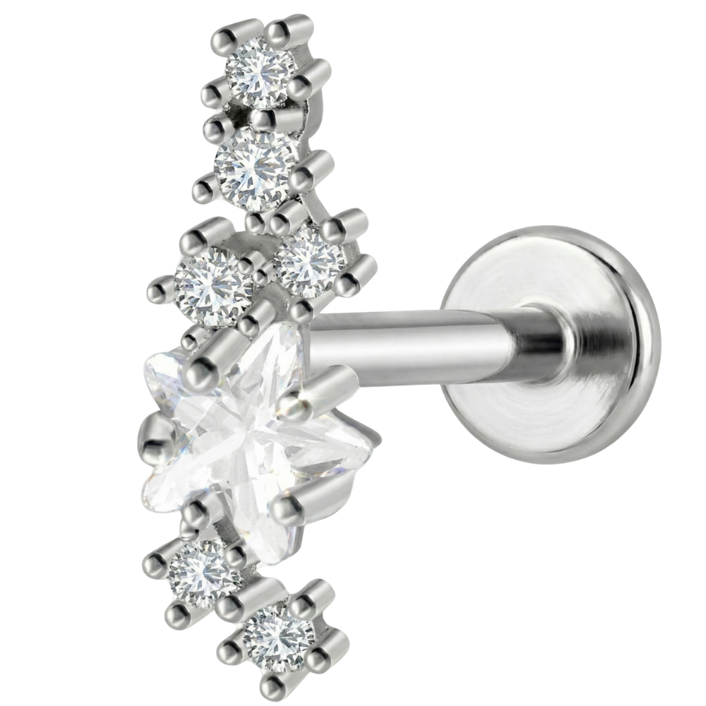 Decorative Titanium Labret - With Cubic Zirconia and Star