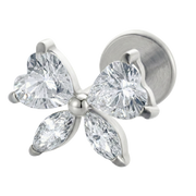 Labret decorativo de titanio - Lazo con circonita cúbica