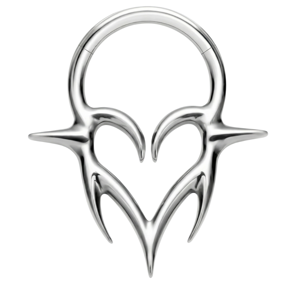 Titanium Segmented Clicker - Heart with Spikes