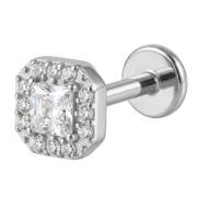 Titanium Decorative Labret - Square with Cubic Zirconia