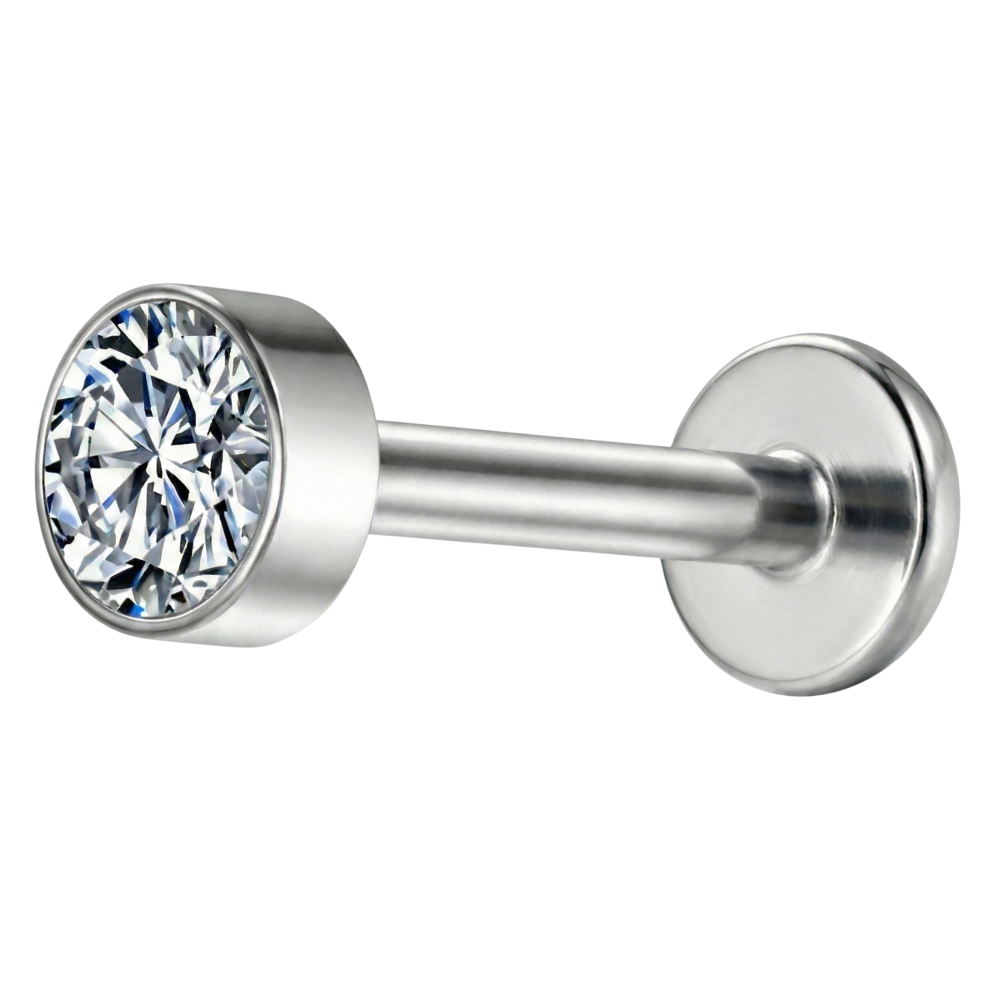 Decorative Titanium Labret - With Cubic Zirconia
