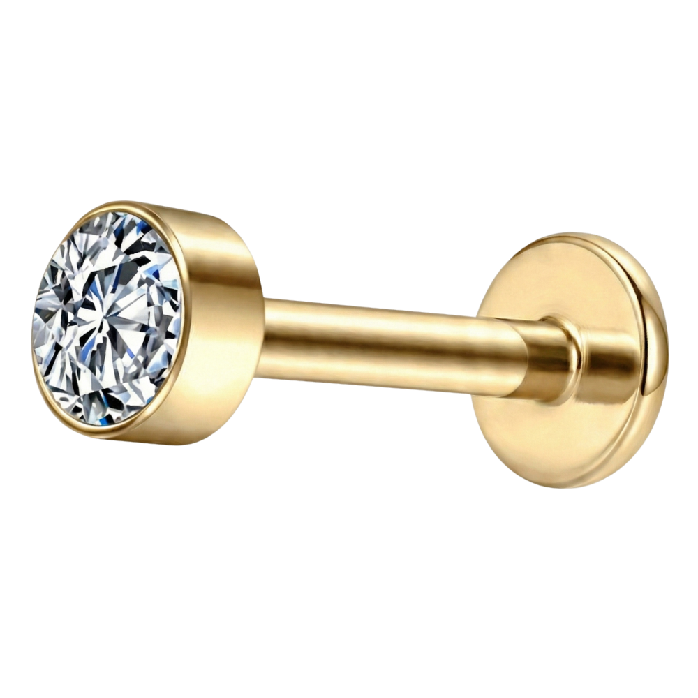 Decorative Titanium Labret - With Cubic Zirconia