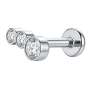Titanium Decorative Labret - With Three Cubic Zirconias