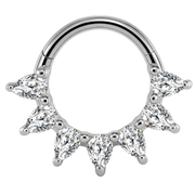 Stalowy Clicker Segmentowy 7 Cyrkonii - Kółko