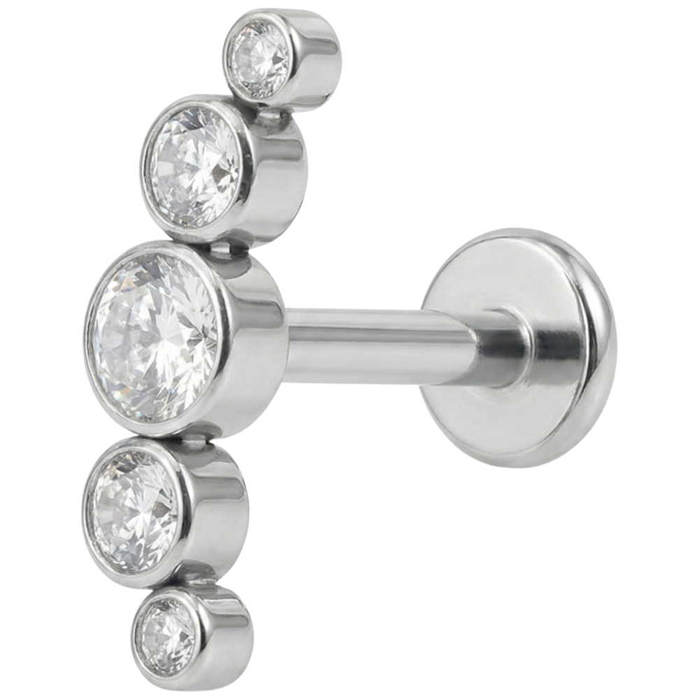 Titanium Decorative Labret - Arch With Five Cubic Zirconias