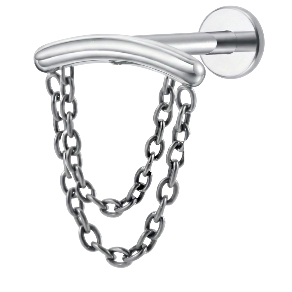 Labret decorativo de titanio - Arco con cadenas