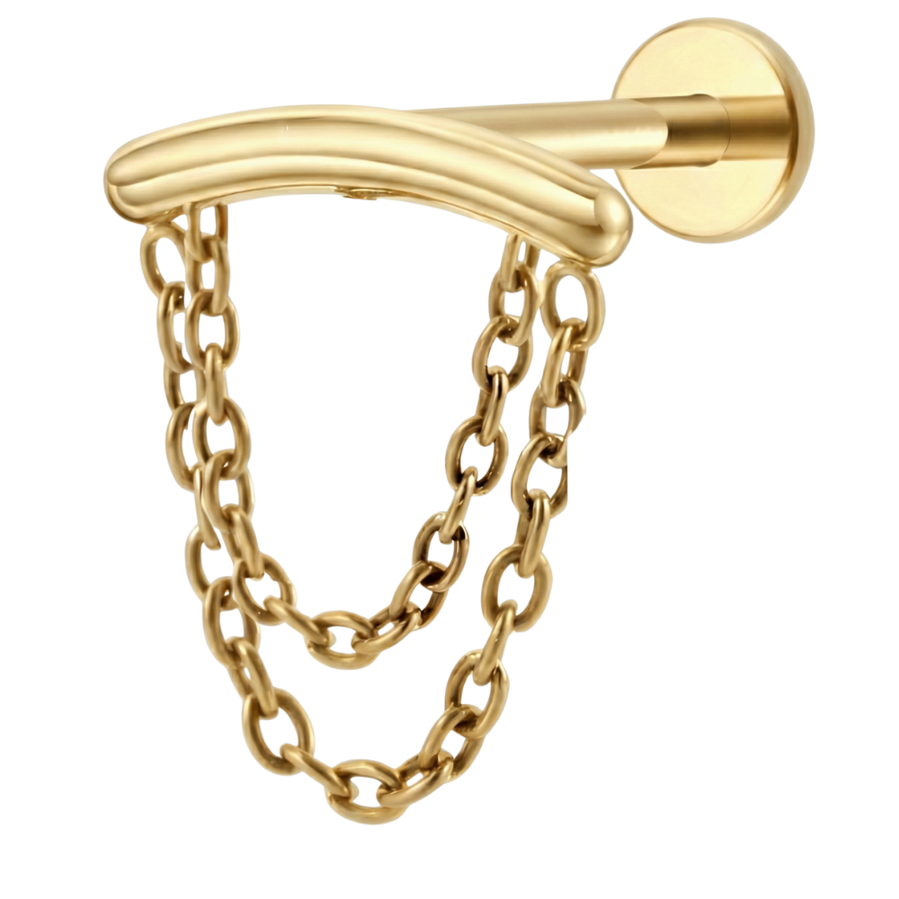 Labret decorativo de titanio - Arco con cadenas