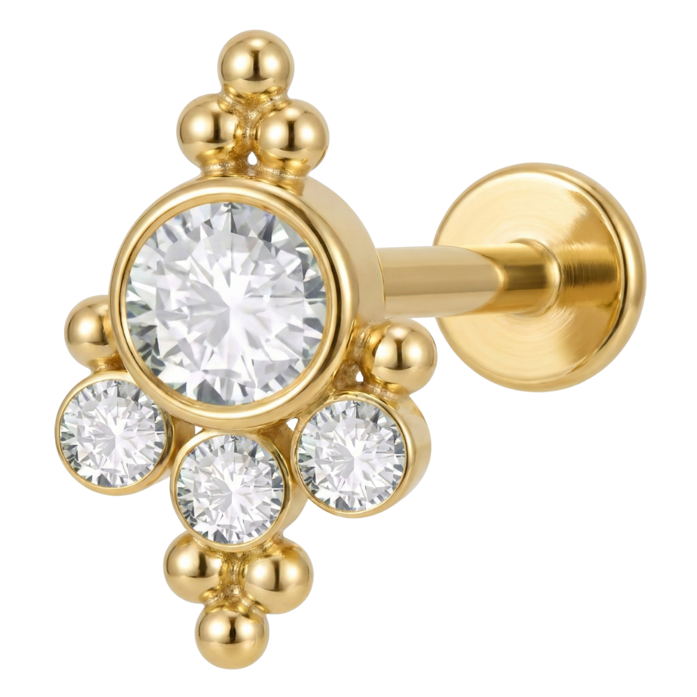 Labret decorativo de titanio - Bolas y circonitas