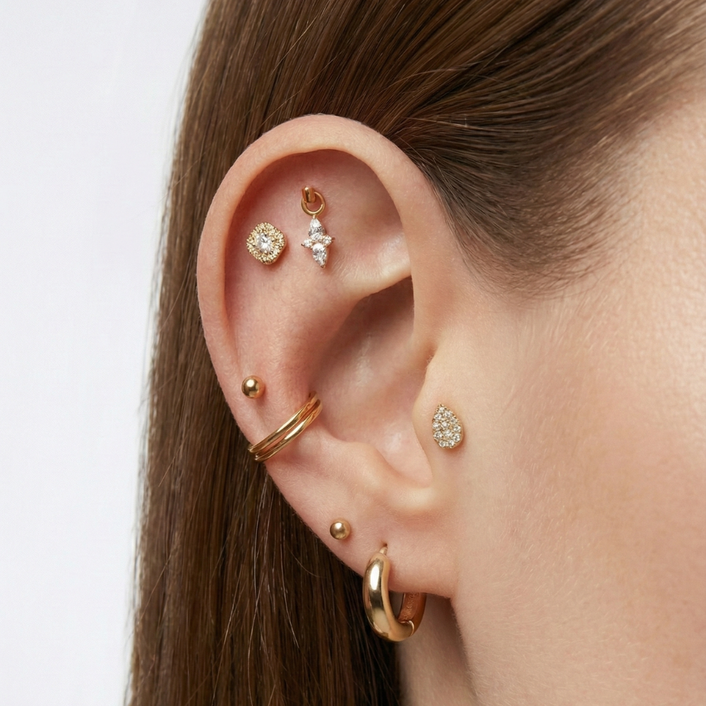 Decorative Titanium Labret - Teardrop With Cubic Zirconia