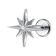 Titanium Decorative Labret - Radiant Star with Cubic Zirconia