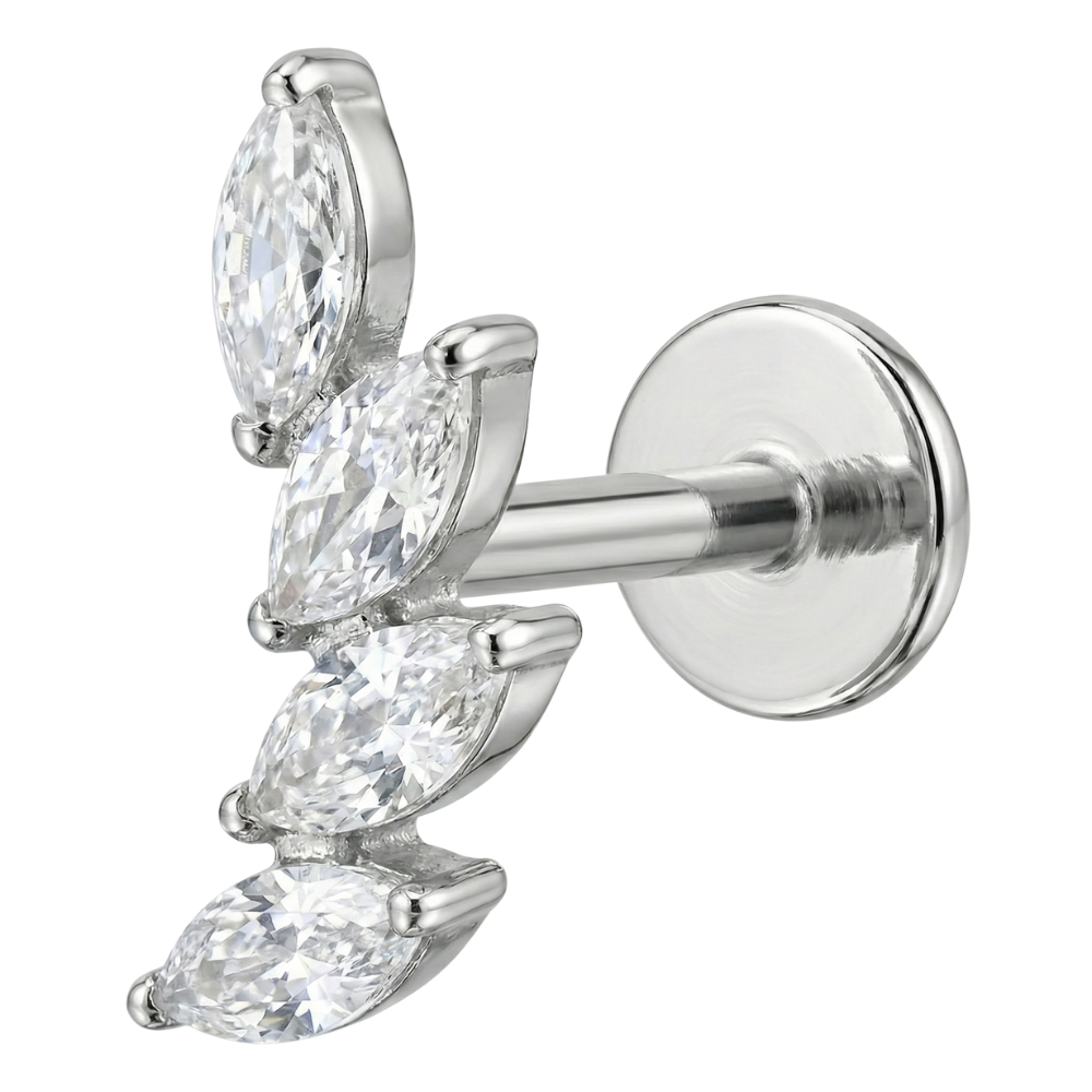 Decorative Titanium Labret - Branch with Cubic Zirconia