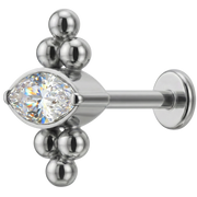 Titanium Decorative Labret - Cubic Zirconia With Balls