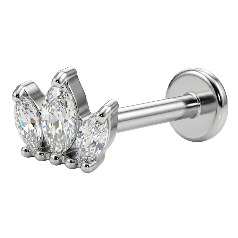 Titanium Decorative Labret - Crown With Zircons
