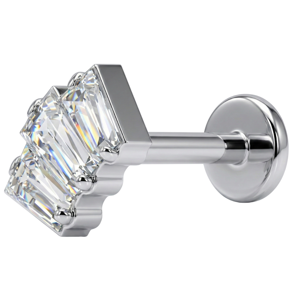 Labret decorativo de titanio - Cascada con circonitas