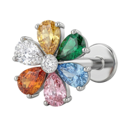 Tytanowy Labret Ozdobny - Kolorowe Kwiaty z Cyrkoniami