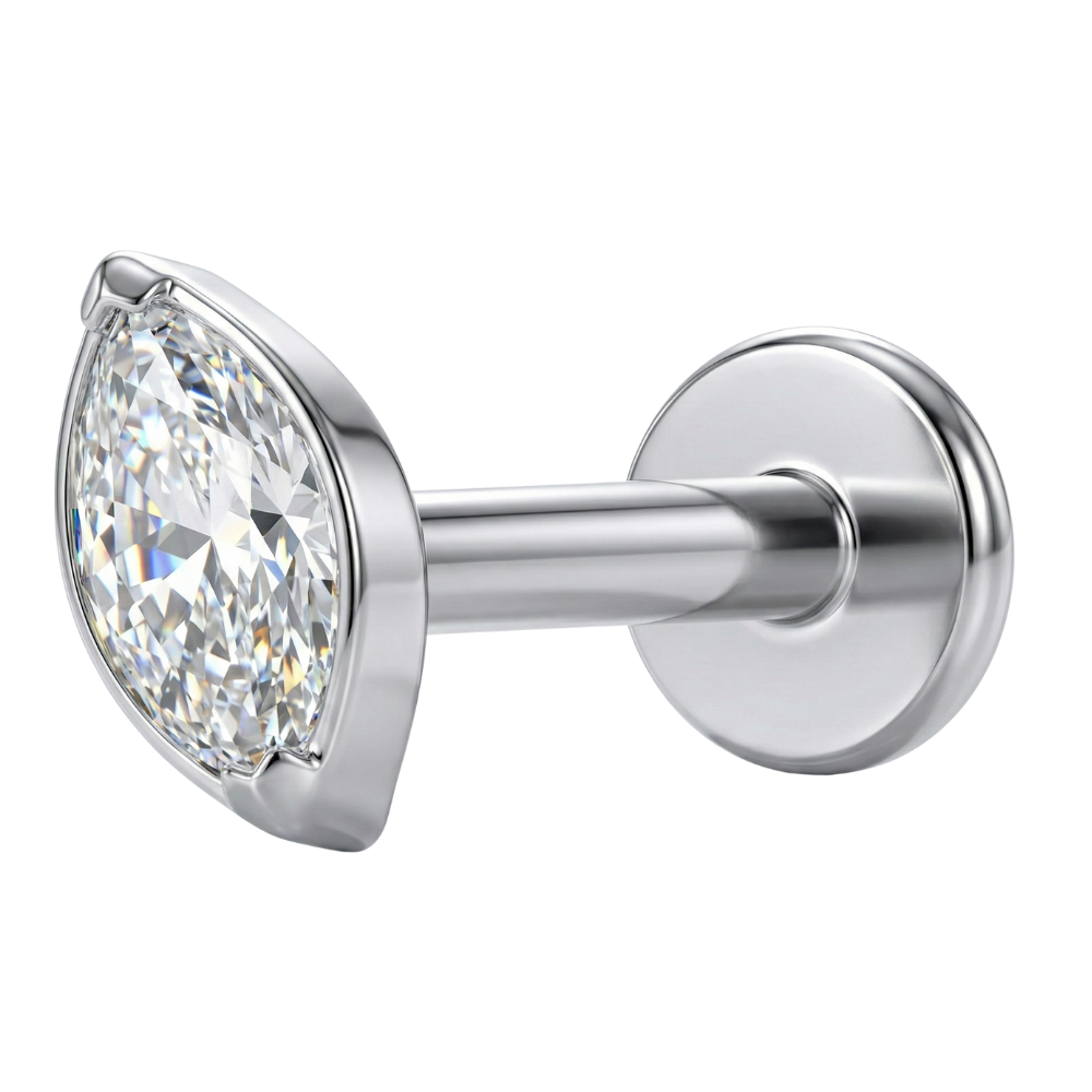 Titanium Decorative Labret - Oval with Cubic Zirconia