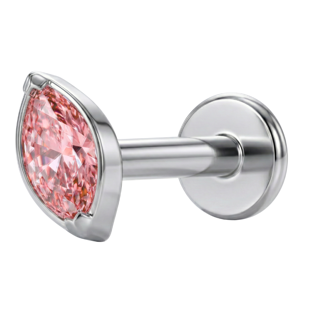 Titanium Decorative Labret - Oval with Cubic Zirconia