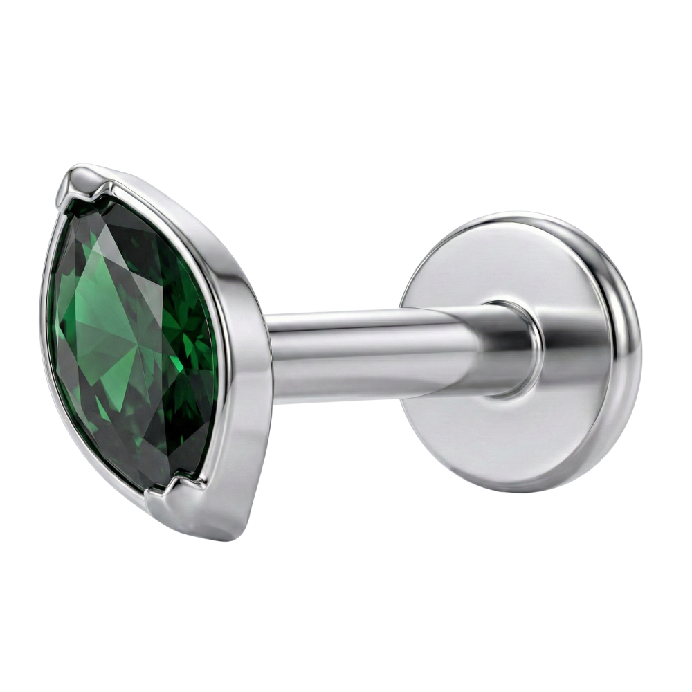 Titanium Decorative Labret - Oval with Cubic Zirconia