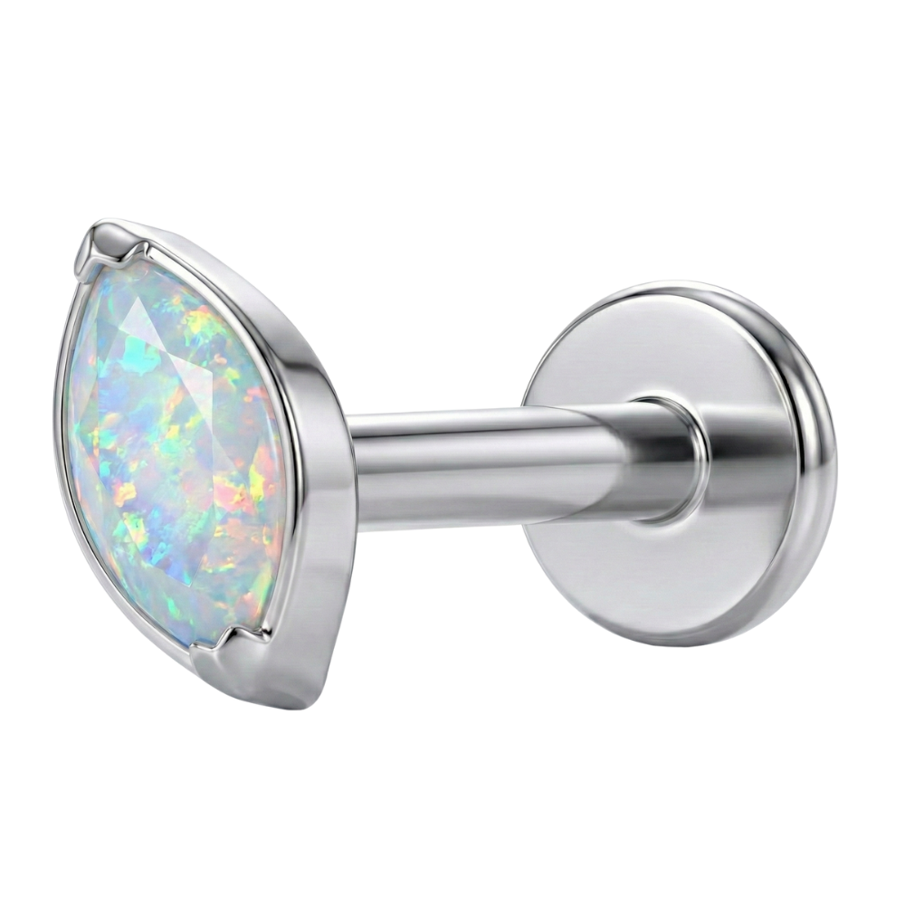 Titanium Decorative Labret - Oval with Cubic Zirconia