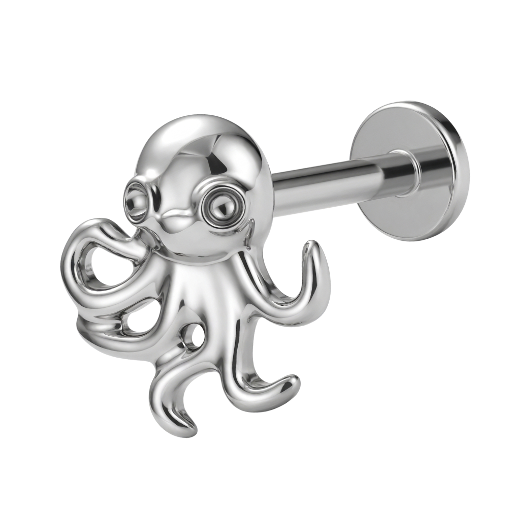Dekoratives Labret aus Titan - Oktopus