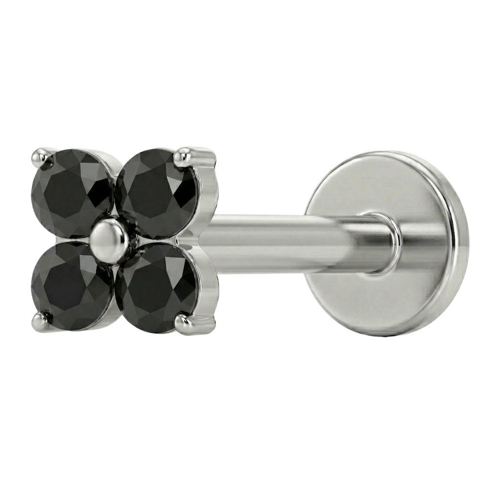 Titanium Decorative Labret - Four Zircons