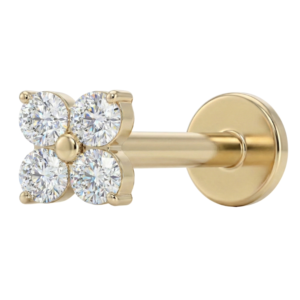 Titanium Decorative Labret - Four Zircons