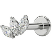 Titanium Decorative Labret - Three Leaves with Cubic Zirconias