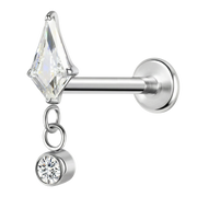 Titanium Decorative Labret - Diamond with Pendant and Cubic Zirconia