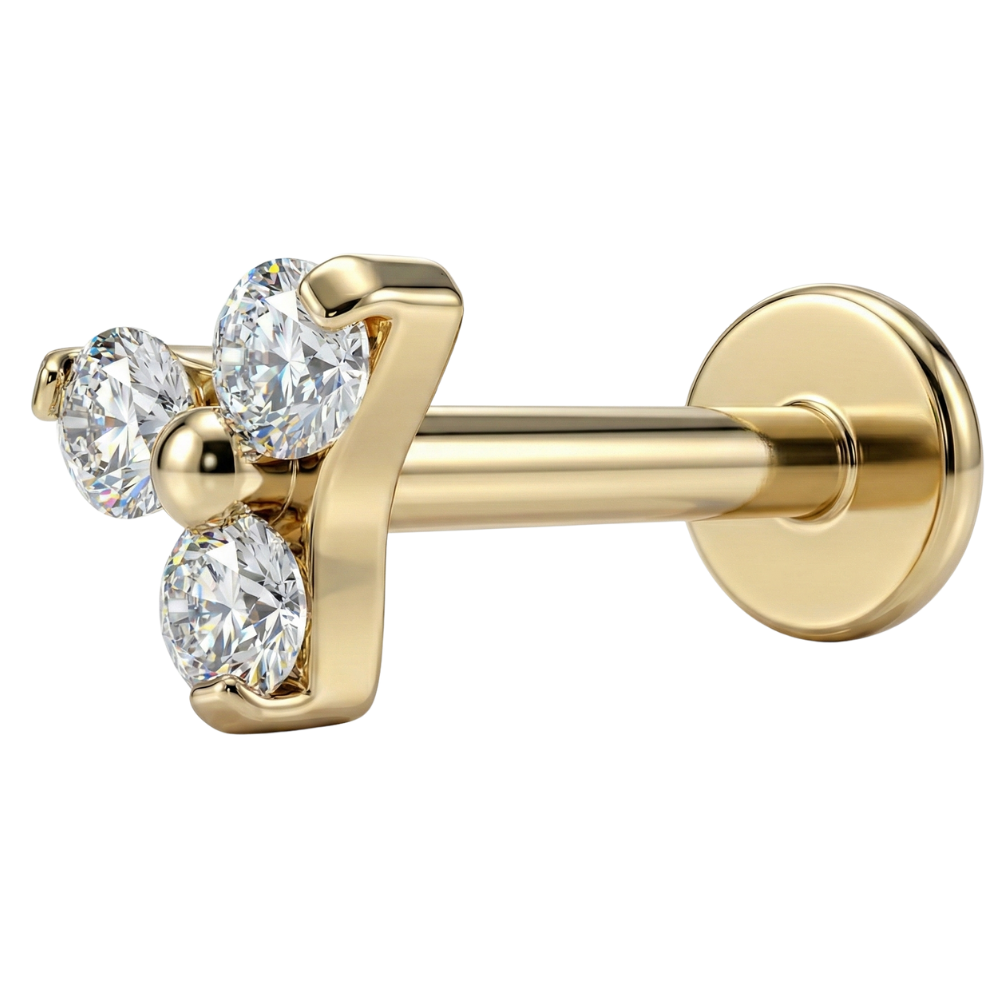 Titanium Decorative Labret - Three Zircons