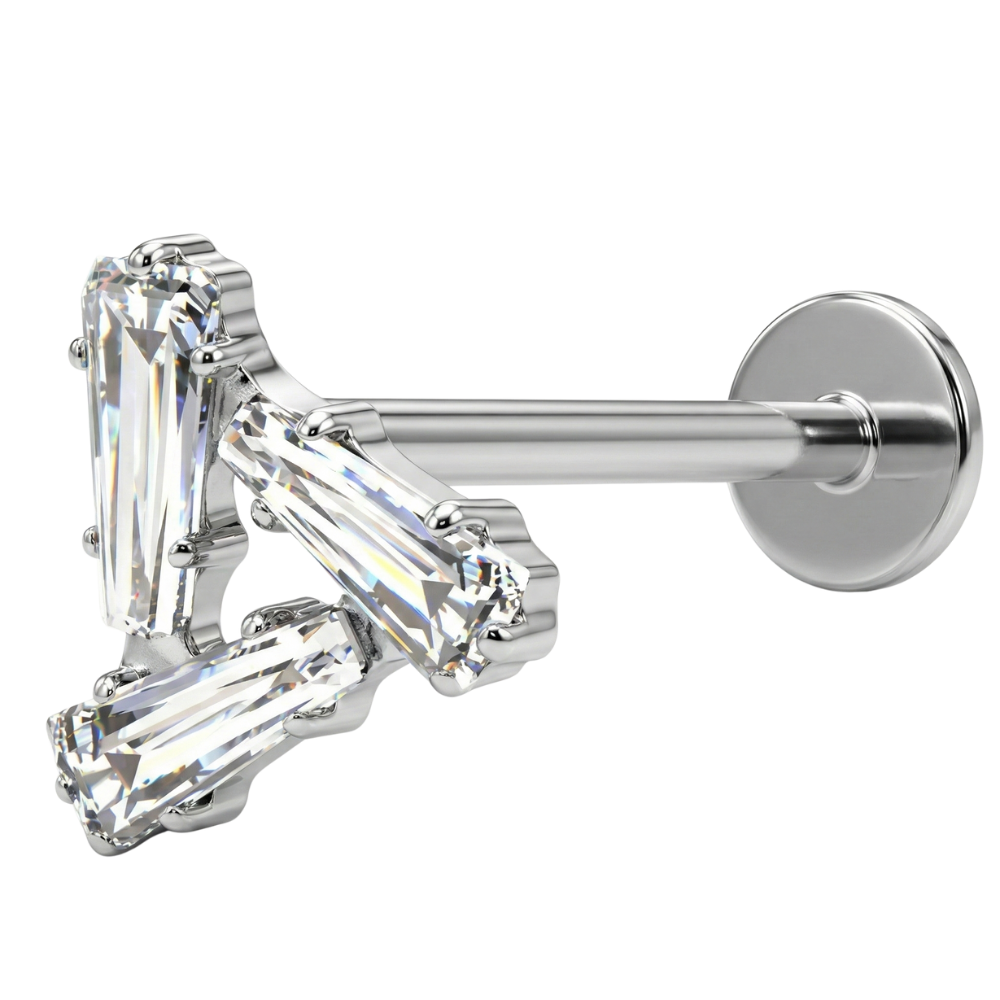 Labret Decorativo In Titanio - Triangolo Con Zirconi