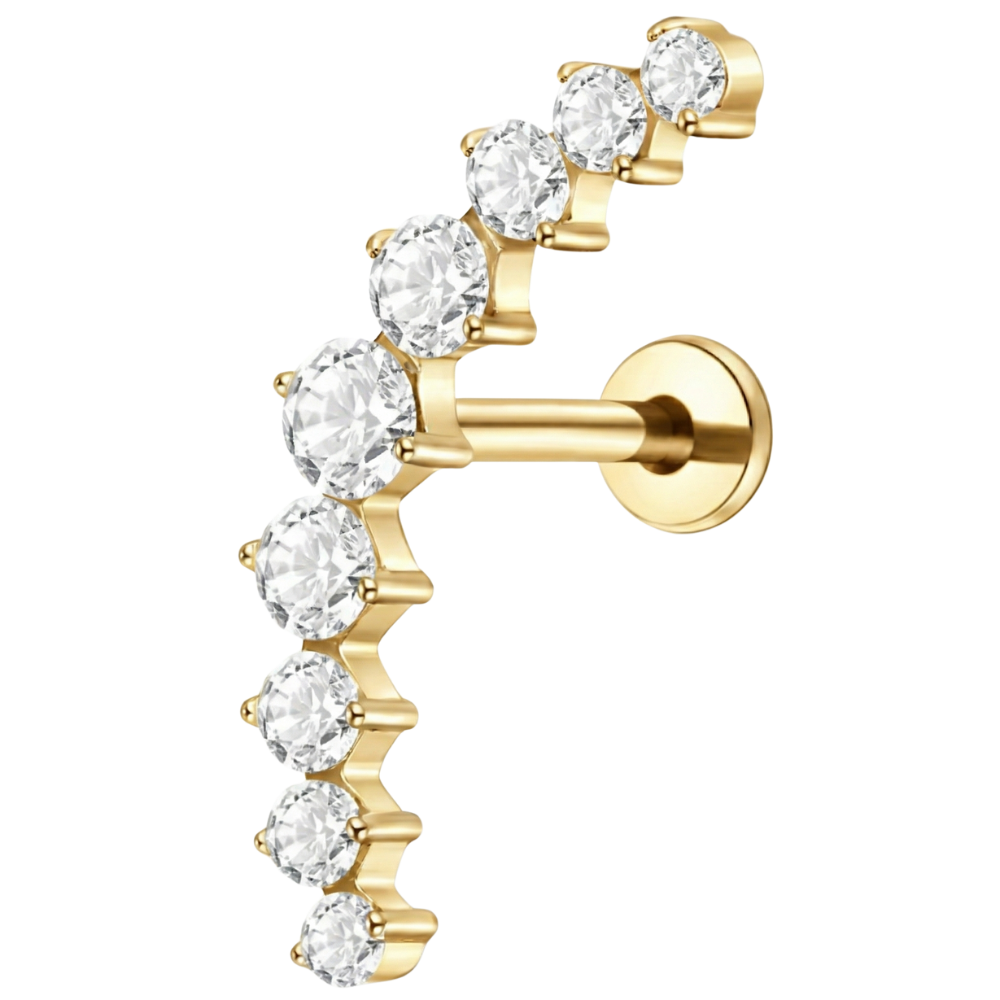 Labret decorativo de titanio - Cascada de circón