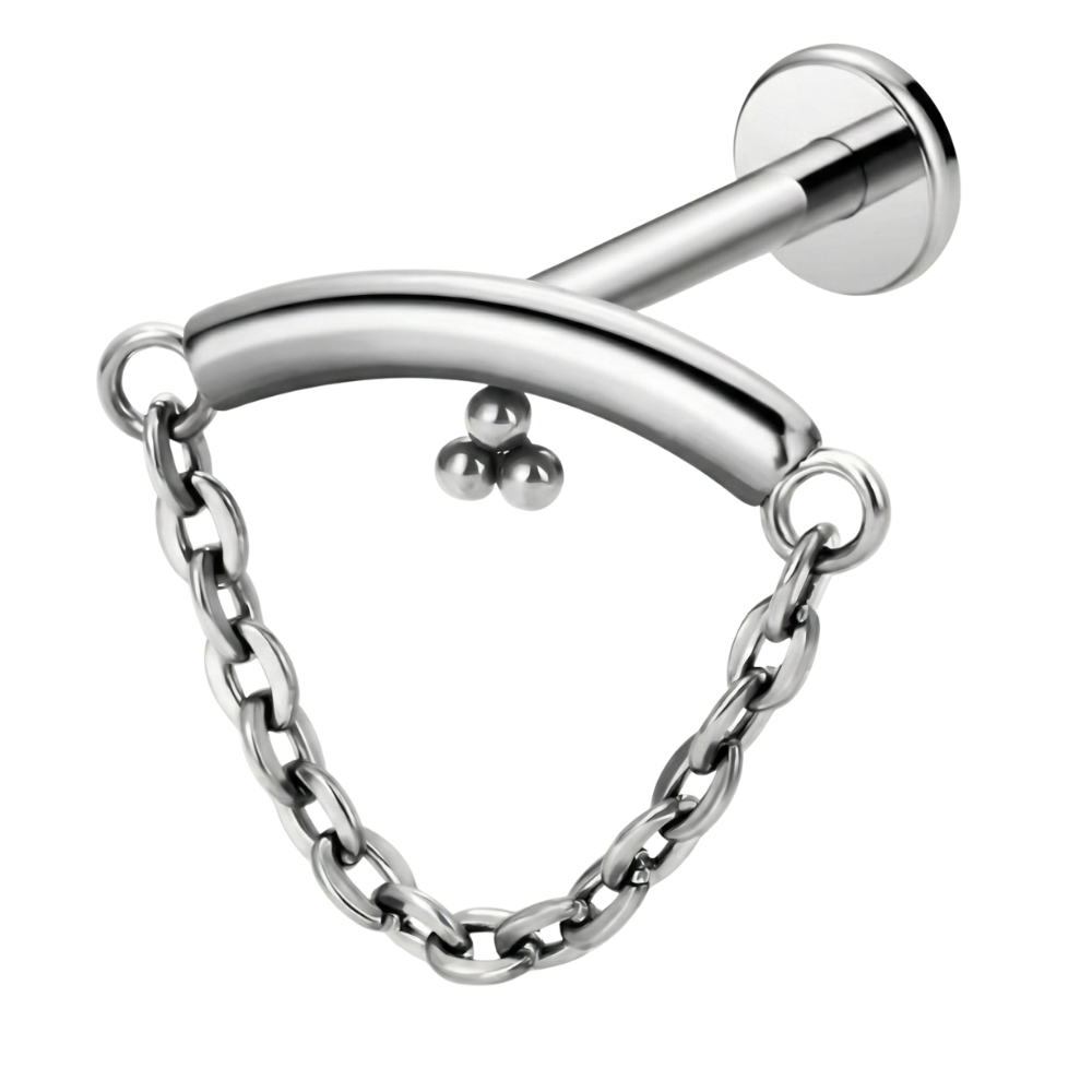 Dekoratives Labret aus Titan – Schleife mit Kette