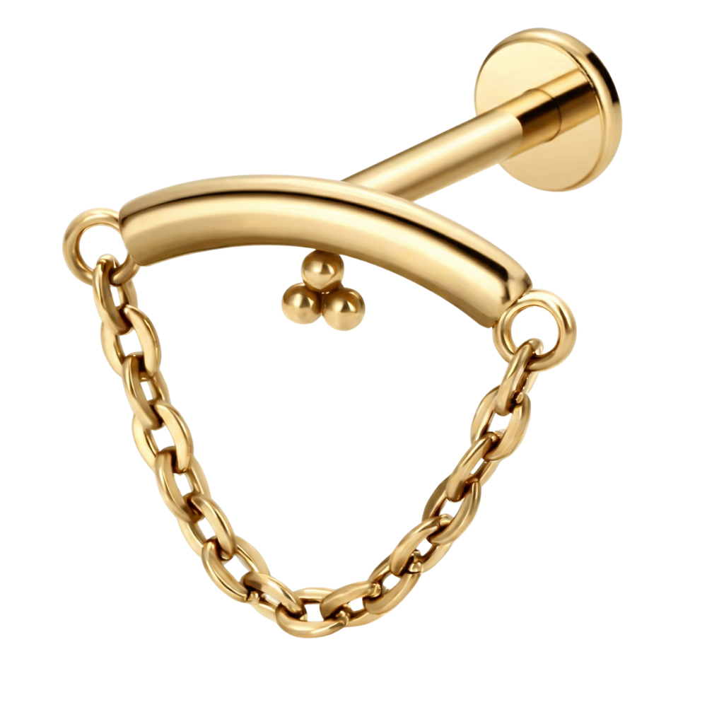 Dekoratives Labret aus Titan – Schleife mit Kette
