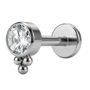 Titanium Decorative Labret - Cubic Zirconia With Three Balls