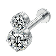 Titanium Decorative Labret - Two Zircons