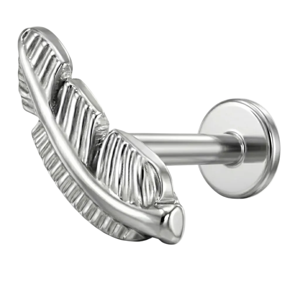 Labret decorativo de titanio - Pluma