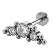 Titanium Decorative Labret - Row of Cubic Zirconias with Balls