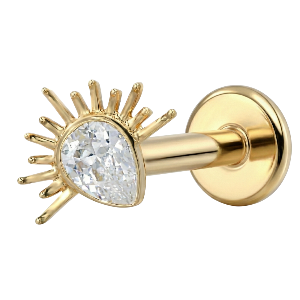 Labret decorativo de titanio - Zirconia cúbica con rayos