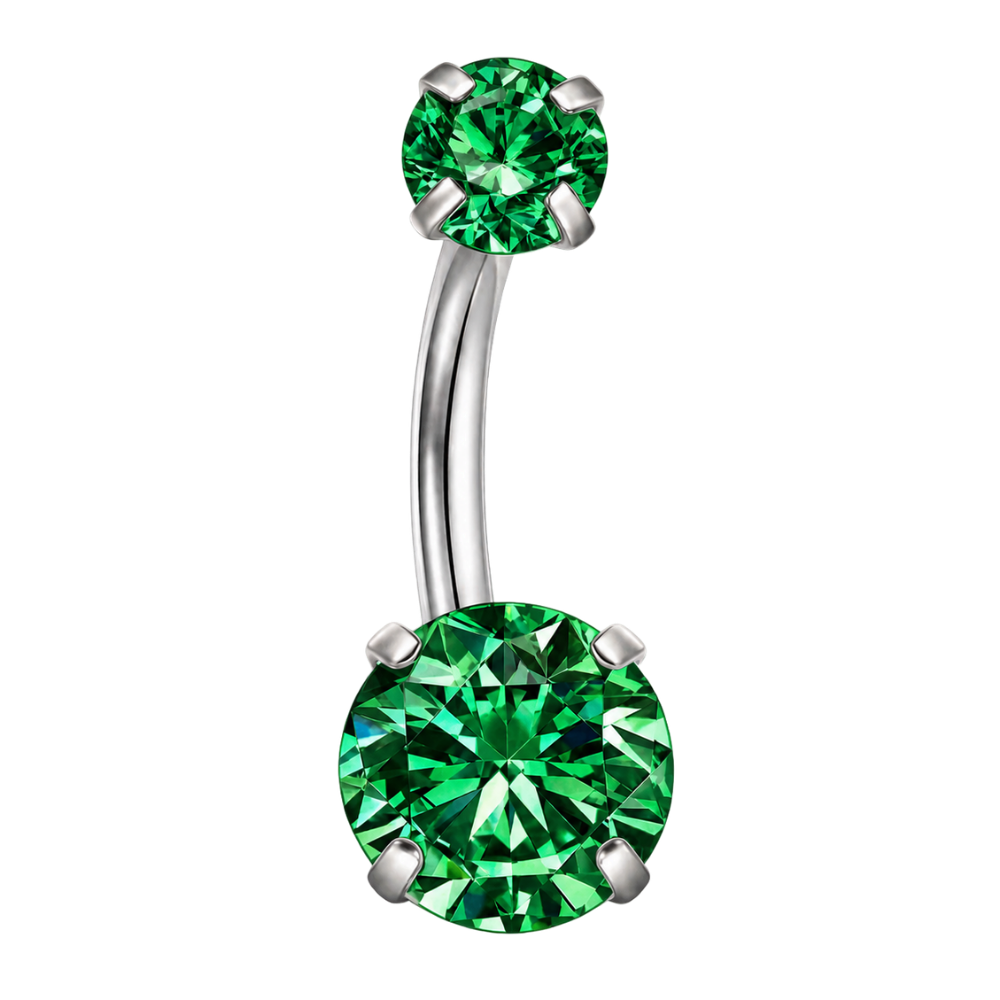 Bauchnabelpiercing aus Titan – runde Zirkone