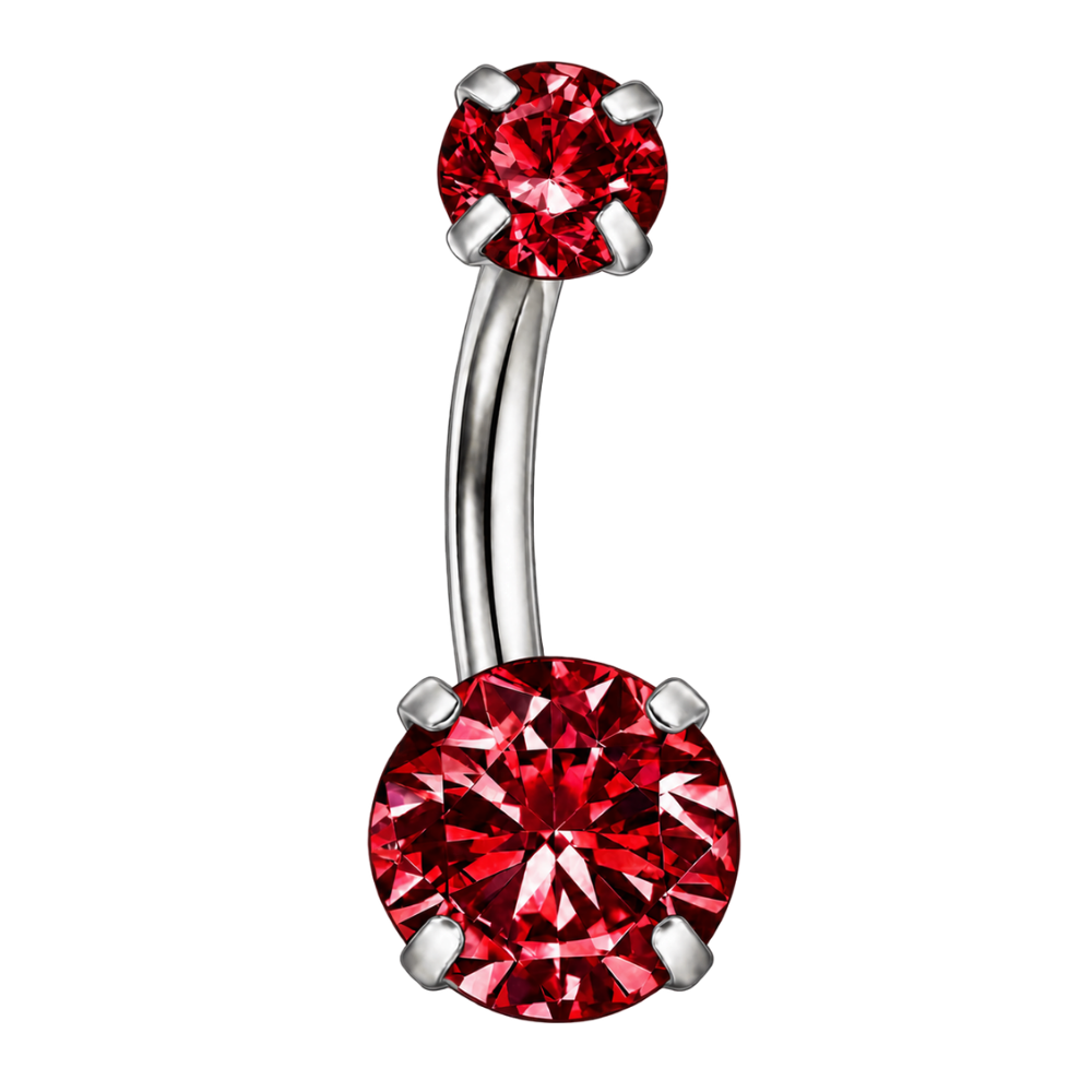 Bauchnabelpiercing aus Titan – runde Zirkone
