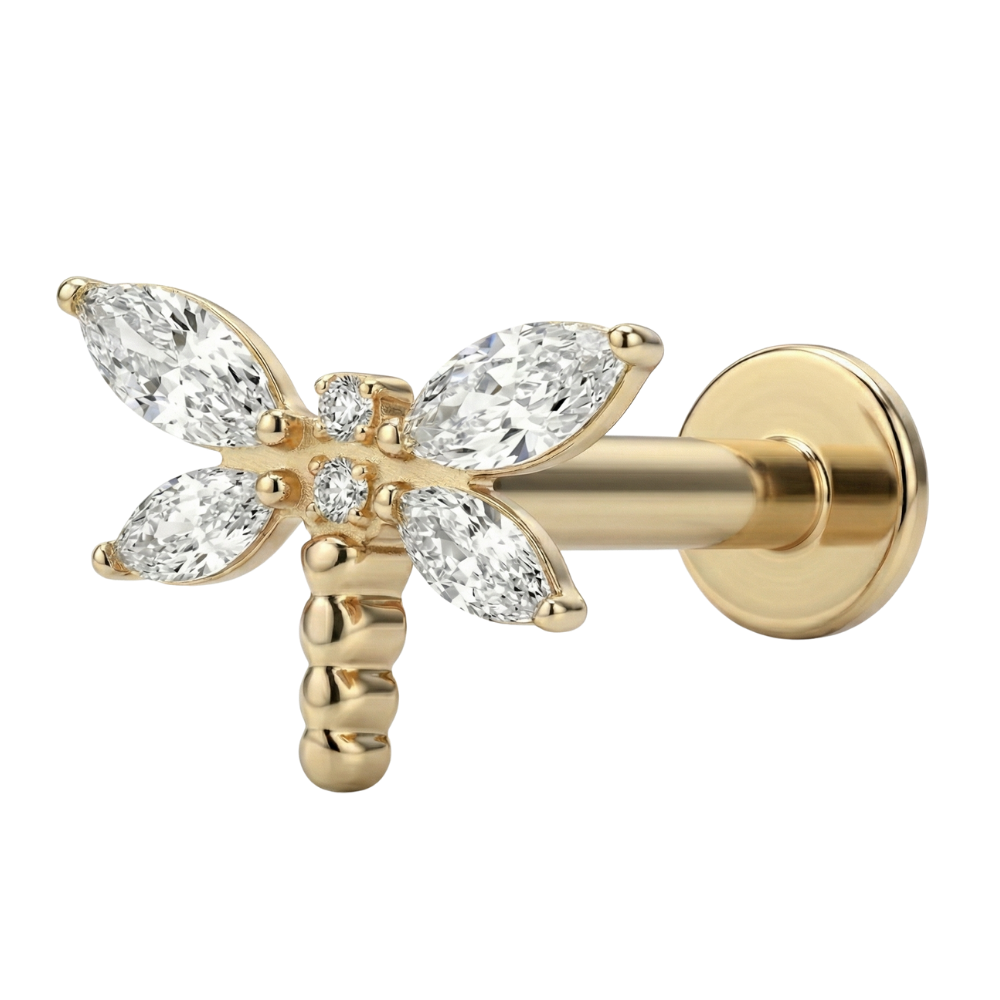 Labret decorativo de titanio - Libélula de circón